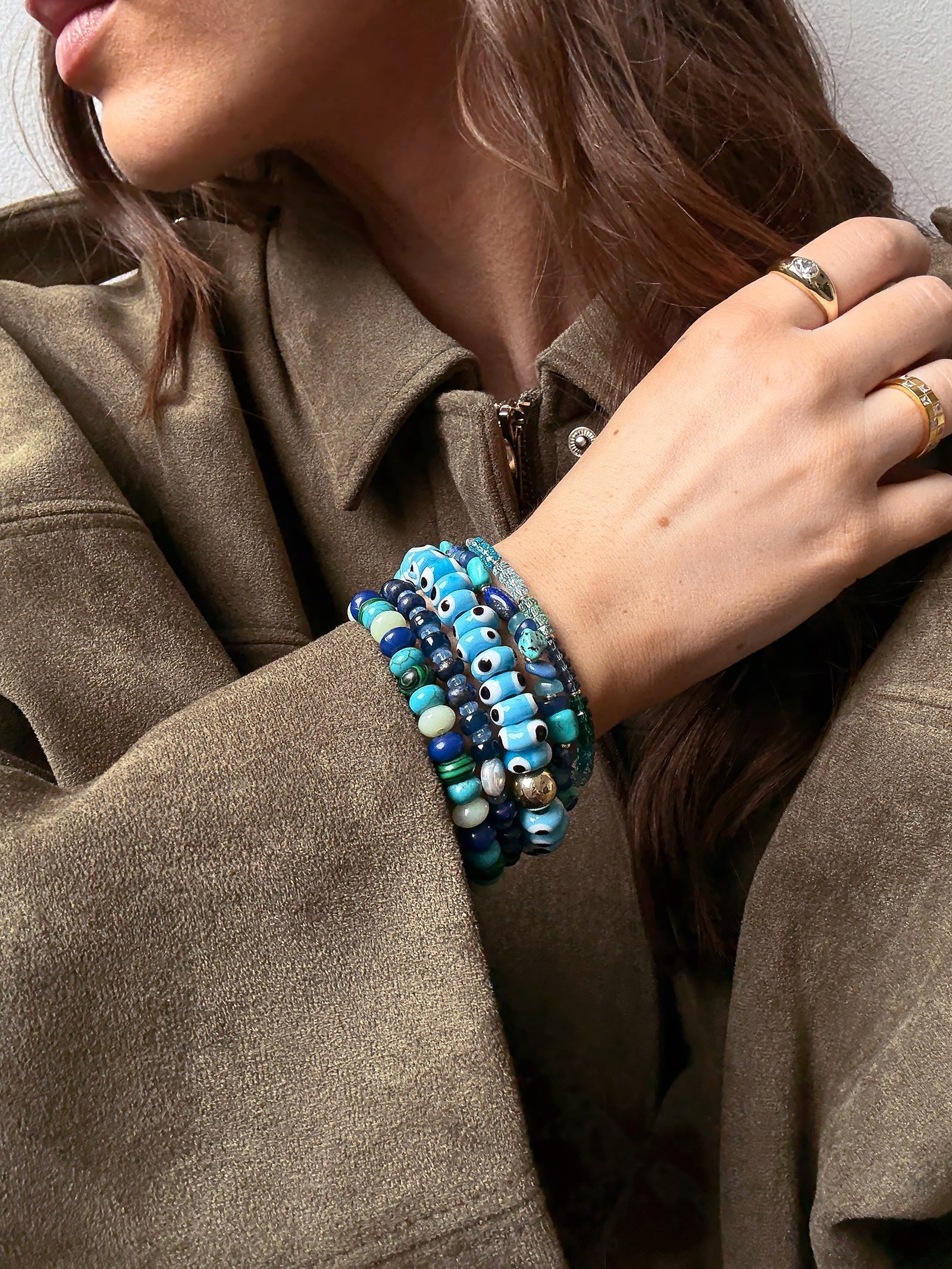 Darcy Beaded Bracelet Set - Blue